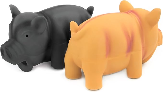 CHIWAVA 2PCS 6.5" Latex Cube Pig Dog Toy for Medium Large Dogs Grunt Sound | Squeeze Squeaky Toys for Interactive Play, Fetch, Indoor & Outdoor Activities