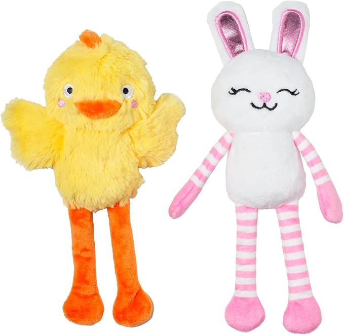 Fringe Studio Plush Dog Toy, 2 Pieces Set, Hoppy GO CLUCKY, Petshop Collection (312064)