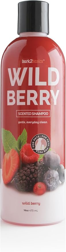 Bark2Basics Wild Berry Dog Shampoo, 16 oz - Naturally Derived, Unique Herbal Blend, For Dry Itchy Skin, Gentle, Moisturizing | Naturally Derived, Unique Herbal Blend, For Dry Itchy Skin, Gentle, Moisturizing