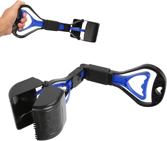 Dog Pooper Scooper, Poop Scooper for Dogs, Collapsible Dog Poop Scoop Outdoor Multipurpose Long Handle Pet Poop Spoon Poop Scooper for Dogs for Medium & Large Pet Poop, Grass and Gravel Pick Up(Blue)