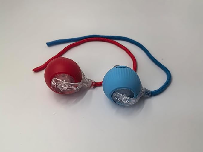 Interactive Cat Toys Ball for Indoor Cats, Automatic Self-Rolling, Motion-Activated, Bird Chirping Cats Dogs Ball Toy with Elastic Mesh Tail, Cat Enrichment Toys for Indoor Cats (Red+Blue)