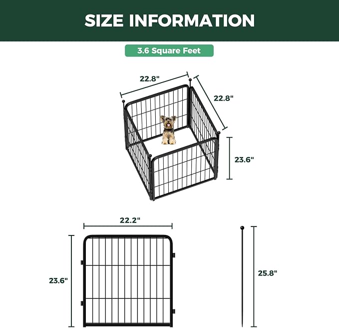 FXW Rollick Unleashed Dog Playpen, 24in, 4 Panels, Small/Puppy, Black