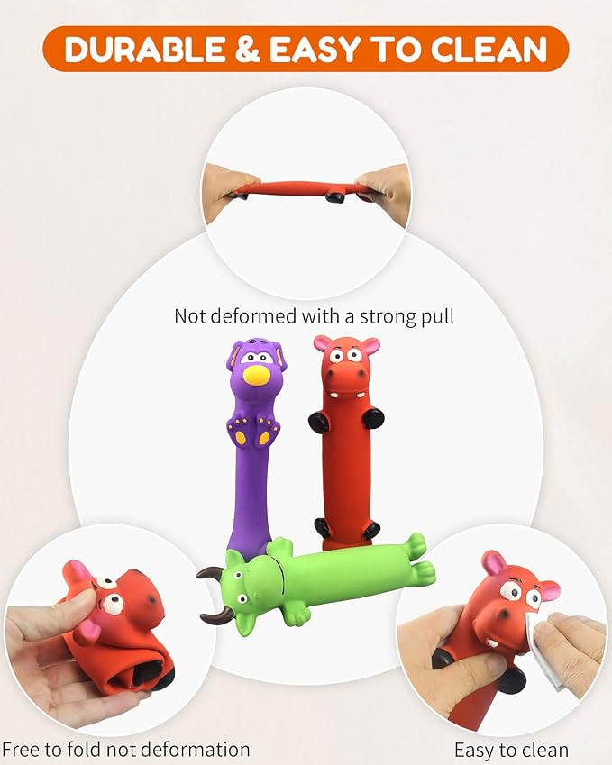 Pweituoet 9" Squeaky Dog Toys - 3 Pack Funny Rubber Squeaky Toys, Latex Dog Chew Toys for Puppy