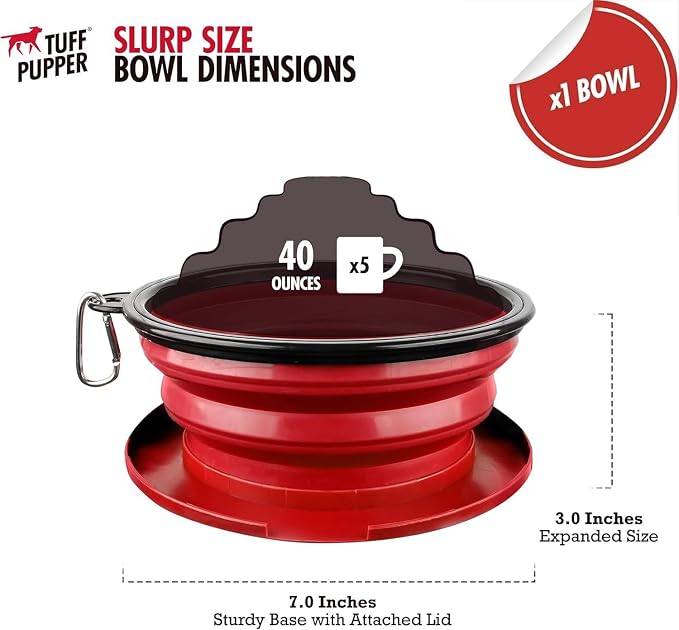 Tuff Pupper SuperBigSlurp Collapsible Dog Bowl, Extra Large