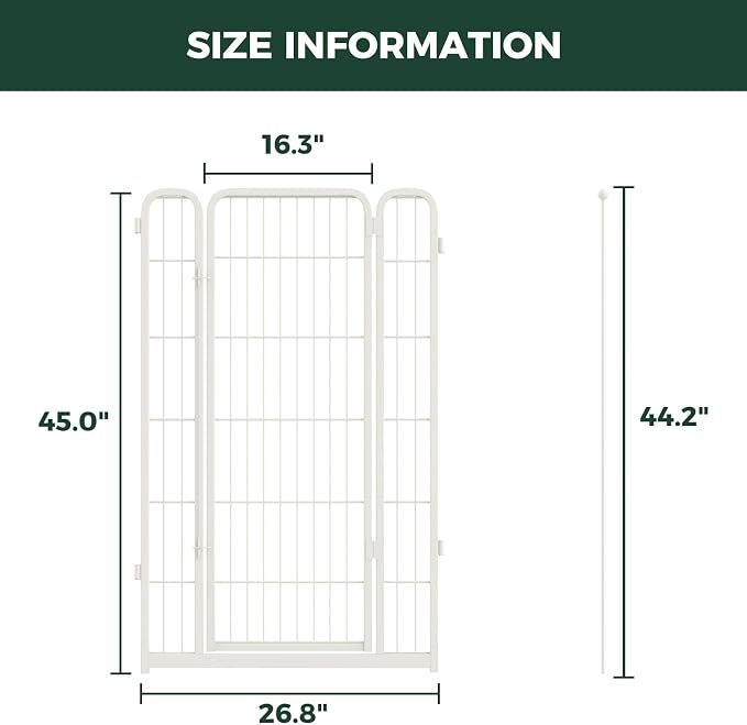 FXW Homeplus Unleashed Dog Playpen Designed for Indoor Use, 1 Add-on Gate, 45" Height for Large Dogs, White│Patented