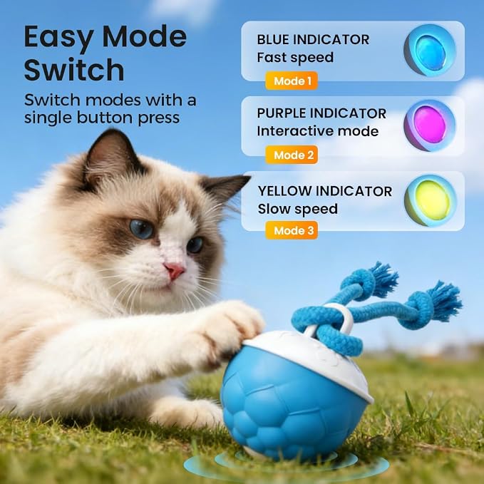 Interactive Dog Toys, 2026 Upgraded Motion Activated Automatic Rolling Ball Toys for Small/Medium/Large Dogs, 360° Smart Automatic Rolling Moving Balls for Boredom to Keep Them Busy (Orange+Blue)