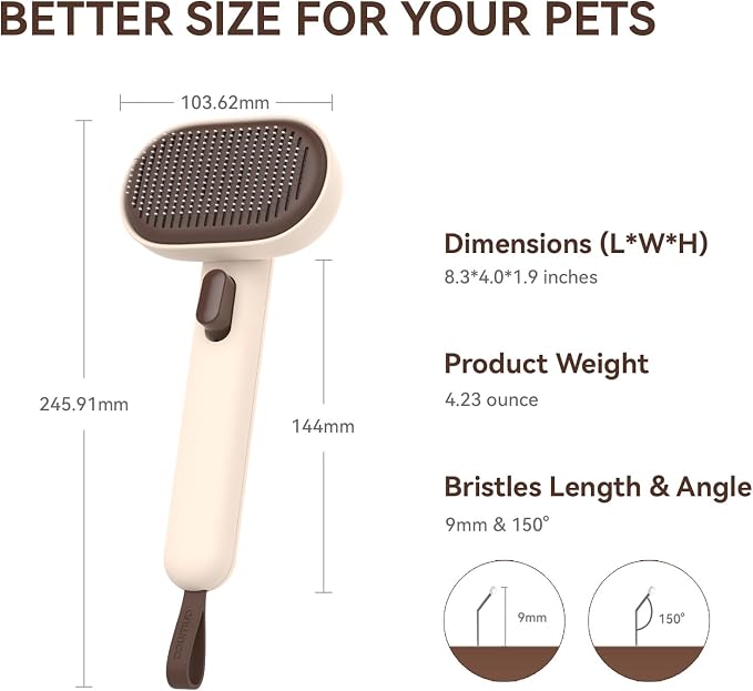 Aumuca Cat Brushes for Indoor Cats Dog Hair Brush for Shedding Long or Short, Brown
