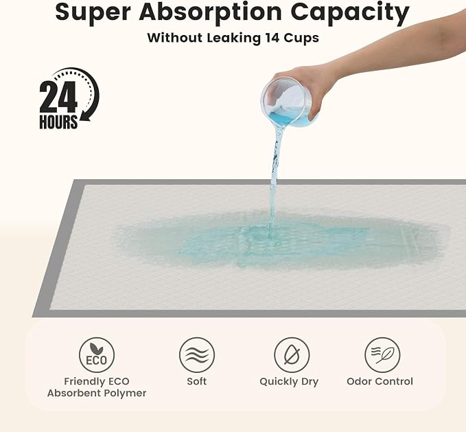 Gardner Pet 5XL Puppy Pads Extra Large, 37"x54" Super Absorbent & Leak-Proof Dog Pads, Nop-Slip Bottom Disposable Potty Training Pee Pads for Dogs Cats, 80 Count Grey