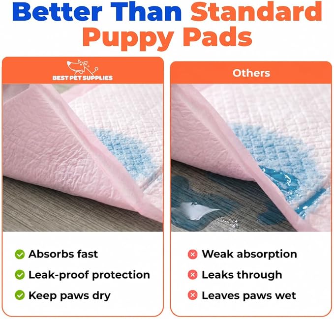 Best Pet Supplies Puppy Pads (22.5 x 22 Inches) - Disposable, Dog Training Potty , Super Absorbent Baby Pink Puppy Pee Pads for Dogs (100 Count)