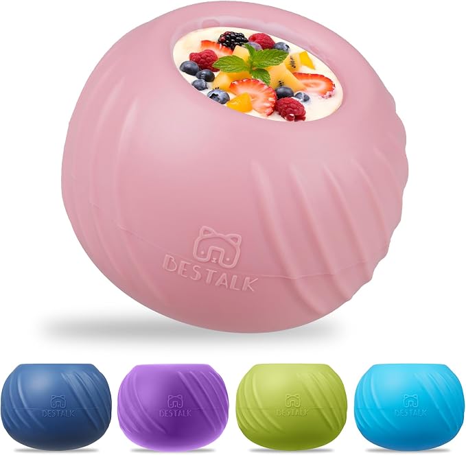 Long-Lasting Dog Lick Toy, Wobbly Dog Enrichment Lick Bowl to Keep Dogs Busy, Interactive Stuffable Dog Treat Feeder for Boredom, Silicone Treat Dispensing Chew Toy(Pink,L)