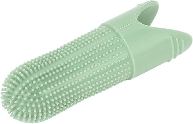 TOPINCN Silicone Dog Finger Toothbrush 360 Degree Food Grade for Dogs Cats Care with Flexible Design for Oral Clean (Green)