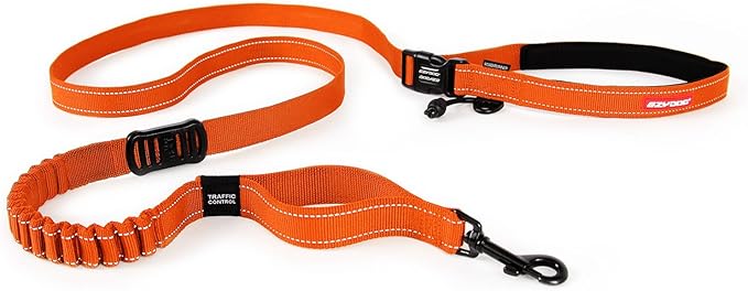 EzyDog Road Running Hands Free Dog Leash, Zero Shock Bungee - Orange | For Dogs over 26 lbs, Hands Free Running or Walking, Adjustable, Padded Handle, 1" Wide, Reflective Stitching, Accessory Loop