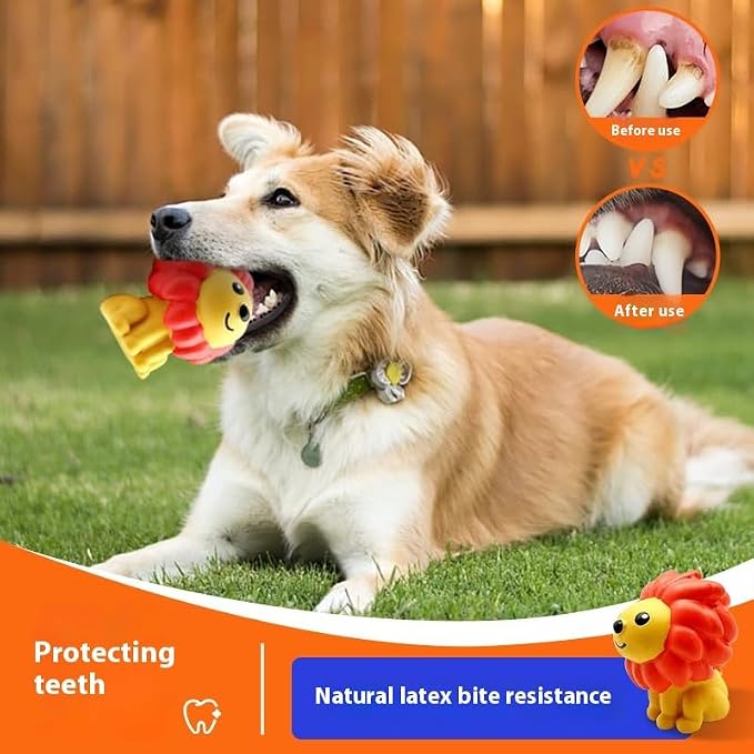 Latex Squeaky Lion Shape Dog Toy, Durable Chew Toy for Small and Medium Dogs, Cute Cartoon Design for Interactive Play and Oral Care