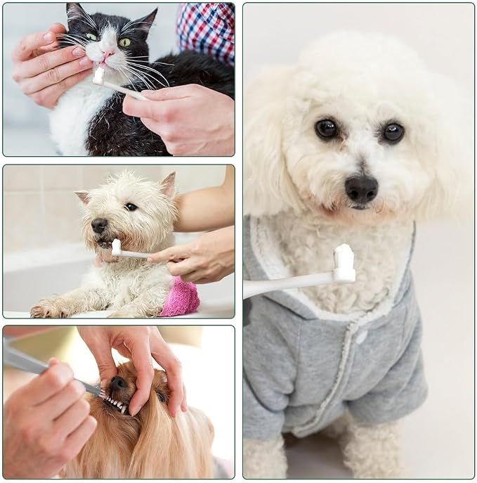 MiOYOOW 2PCS Dog Toothbrush, Pet Toothbrush with Ultra Soft Bristles for Sensitive Pet Teeth & Gums Puppy Kitten Cats Small Breed Dogs
