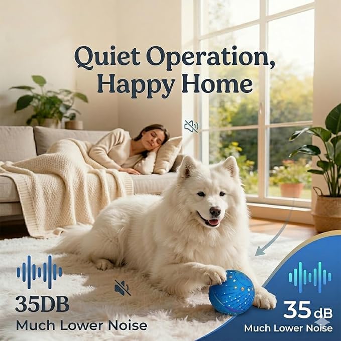 Smart Interactive Dog Toy Ball - Automatic Moving Bouncing Rolling Ball with 3 Modes & RGB Lights, Durable E-TPU Motion Activated Dog Toys for Small Medium Dogs, Keep Busy & Boredom Relief (Blue)