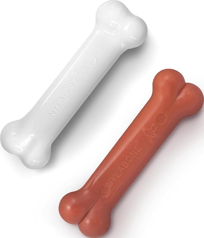 Nylabone Power Chew Original Bone Dog Chew Toys, Medium, 2 Count | Chicken and bacon flavor, durable chew toys, discourages destructive chewing, long lasting, for dogs up to 35 pounds