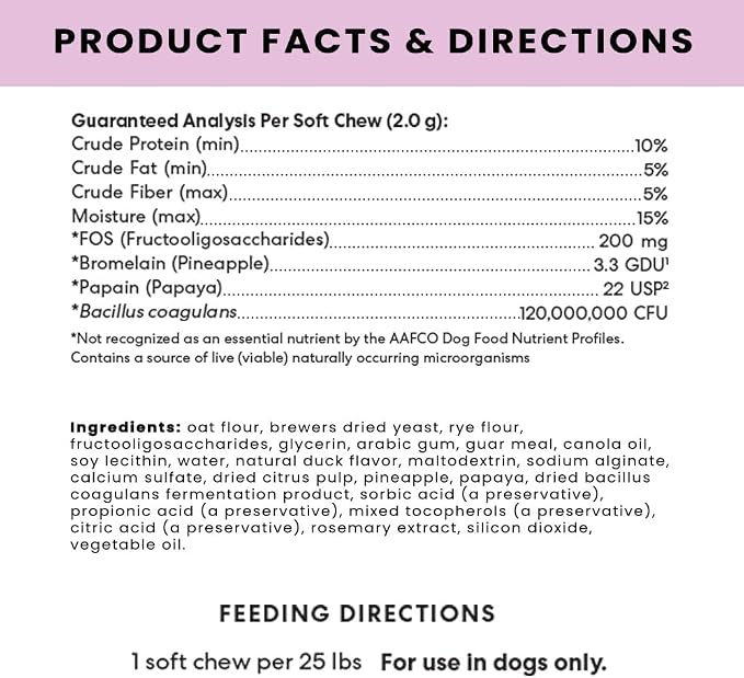 The Pets Table Probiotic Soft Chews Supplements, Duck Flavor, 60 Chews