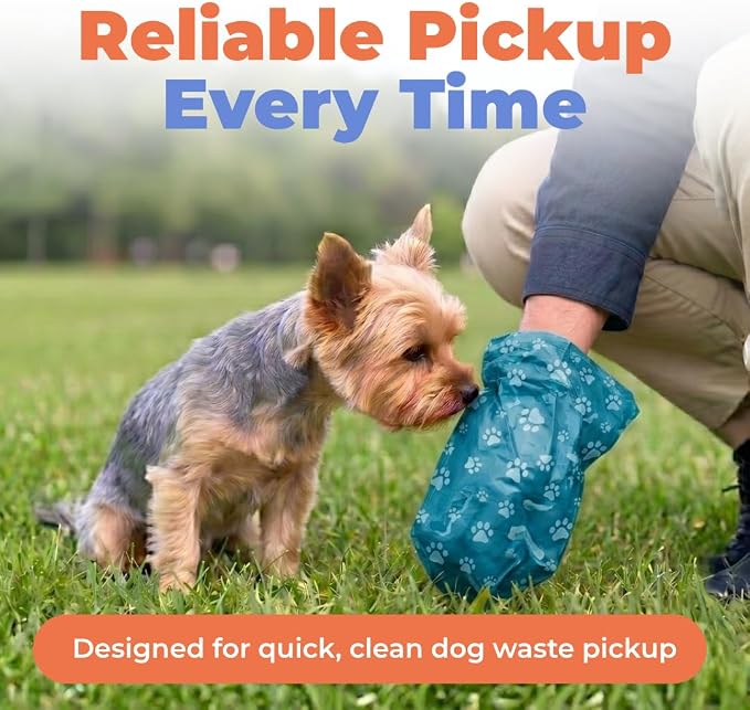Best Pet Supplies Dog Poop Bags for Waste Refuse Cleanup, Doggy Roll Replacements for Outdoor Puppy Walking and Travel, Leak Proof and Tear Resistant, Thick Plastic - Turquoise, 240 Bags