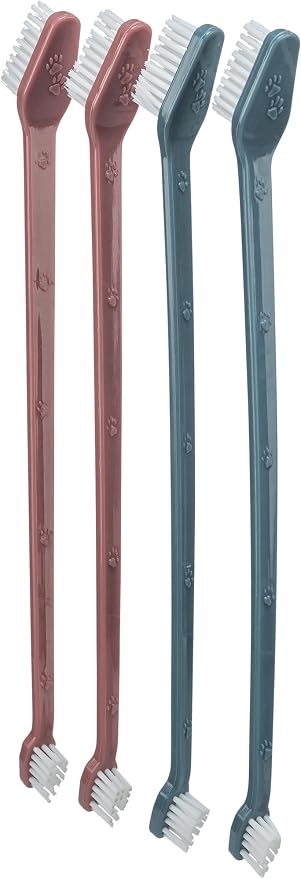 Trixie Pack of 4 Toothbrush Set, Dogs, 23 Cm (2 Handles 4 Heads)