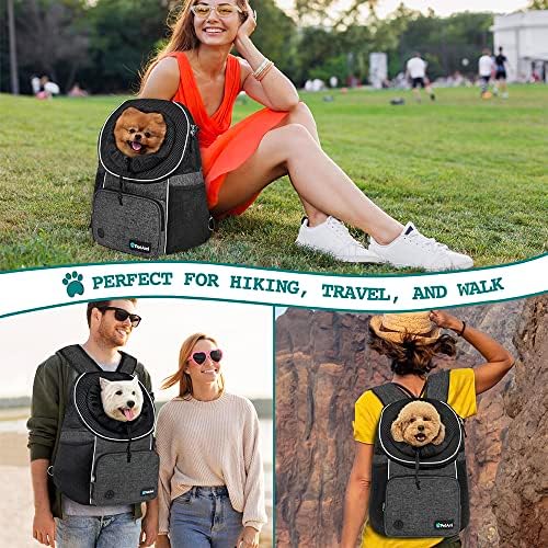 PetAmi Adjustable Dog & Cat Chest Carrier Backpack, Up to 15 lbs, Dark Gray
