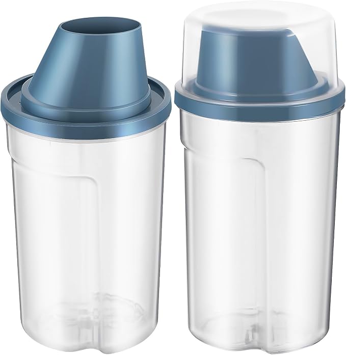 2pcs Airtight Pet Food Storage Containers 1000ml Vacuum-sealed Dog and Cat Food Buckets Gray Blue Small Size for Keeping and Travel