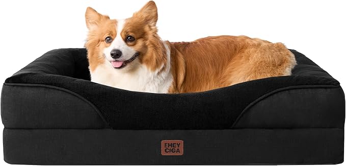 EHEYCIGA Orthopedic Memory Foam Dog Bed - Medium 35x22in, Black
