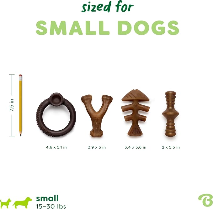 Benebone Limited Edition Blueberry Small 4-Pack Dog Toys for Aggressive Chewers, Durable Dog Bones, Made in USA, Dog Toys for Small Dogs Under 30 lbs