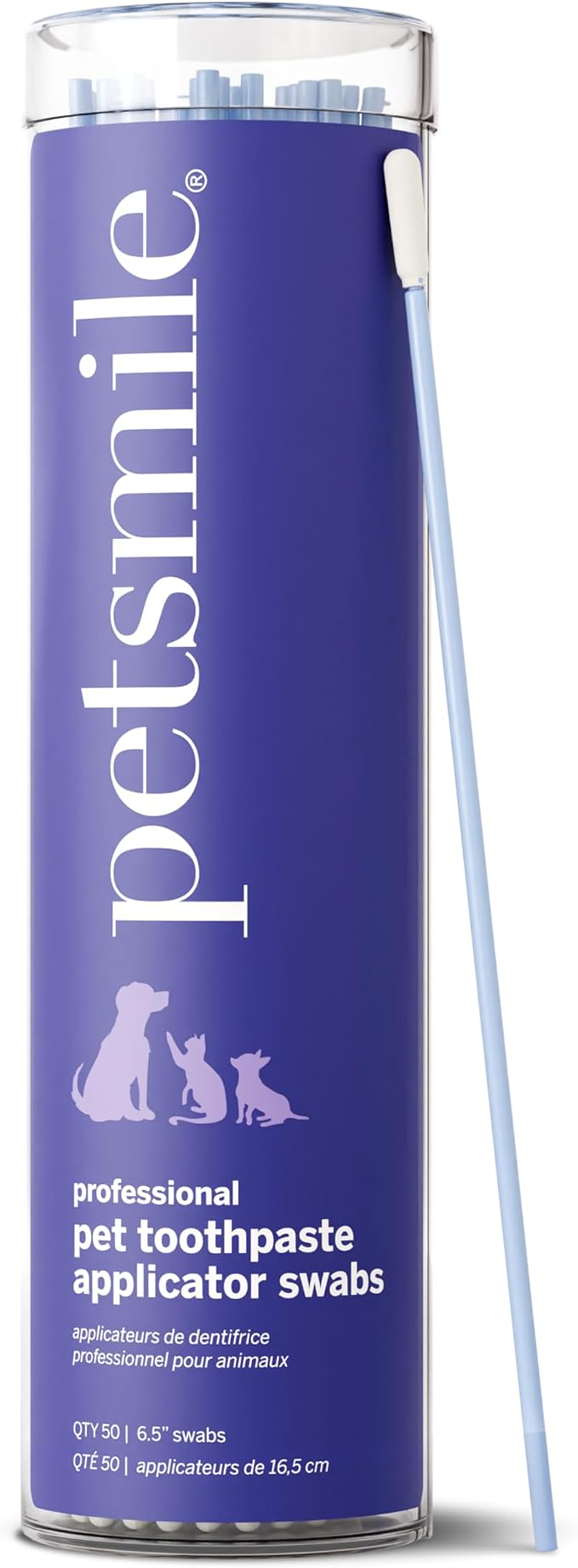Petsmile Pet Toothpaste Applicator Swabs 50 Ct, Cat + Dog Teeth Cleaning | No-Brush Application, Reaches Back Molars, Single-Use Hygienic Design, Small + Large Pets, Gentle Toothbrush Alternative