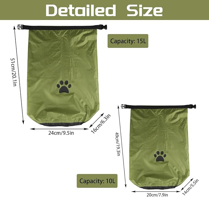 Pet Food Storage Bags, 2 Pack, with 2 Collapsible Dog Travel Bowls