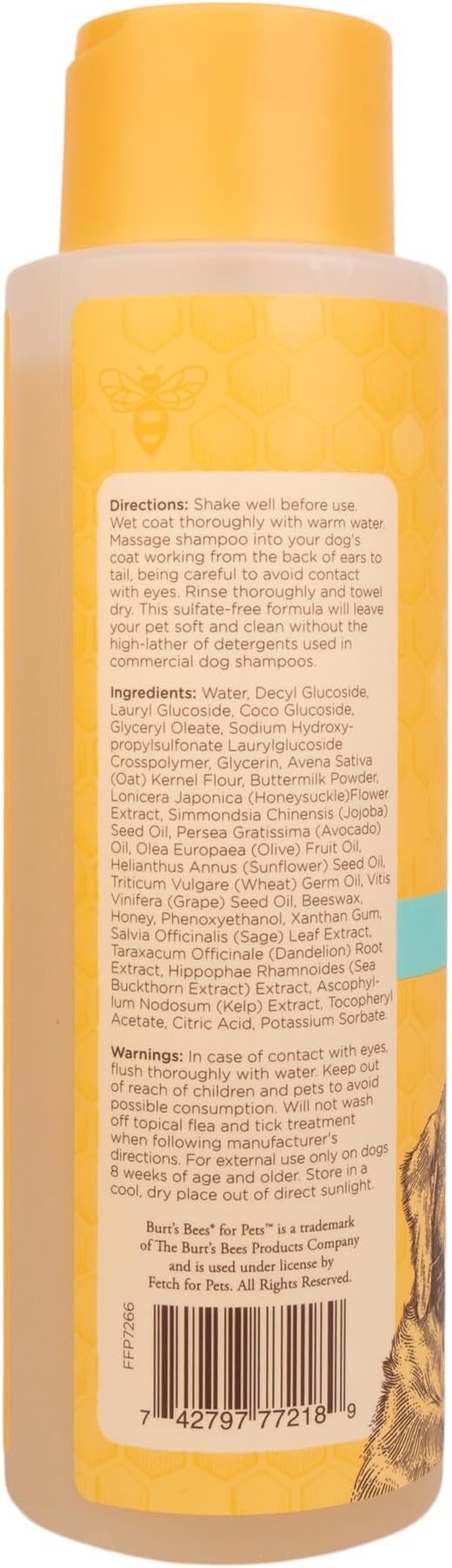 Burts Bees for Pets Itch Soothing Dog Shampoo, Honeysuckle, 16 Fl Oz, 6-Pk