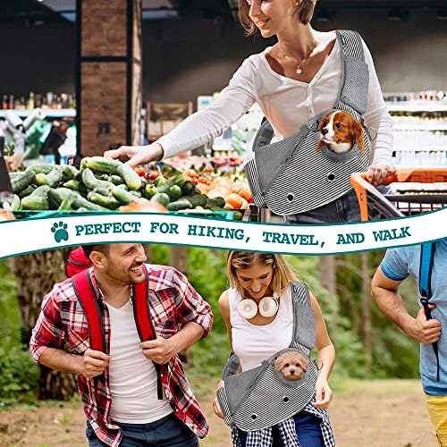 PetAmi Small Dog Sling Carrier, Hands-Free Purse, 5 lb, Stripe