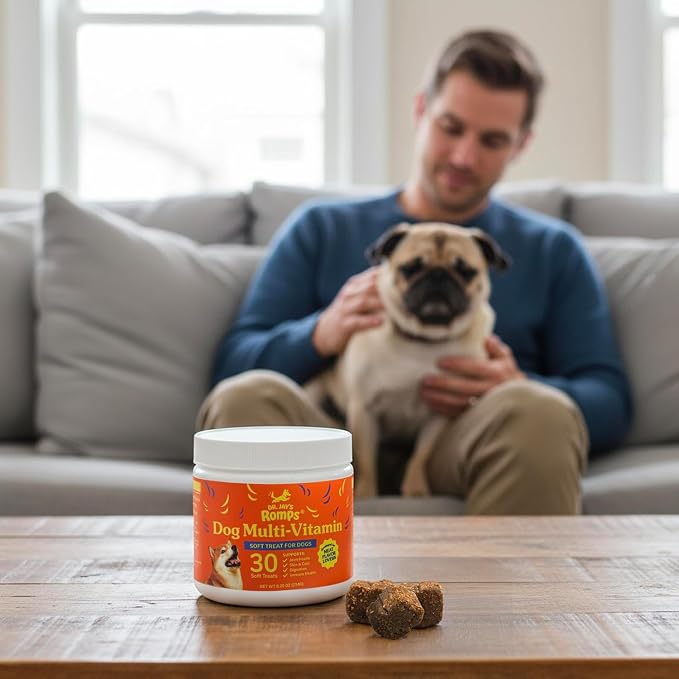Dr Jay's Romps 10-in-1 Dog Multivitamin Soft Chews with Collagen, 30 Chews | Supports Joint, Skin & Coat, Immune & Digestive Health, For Dogs of All Ages & Sizes