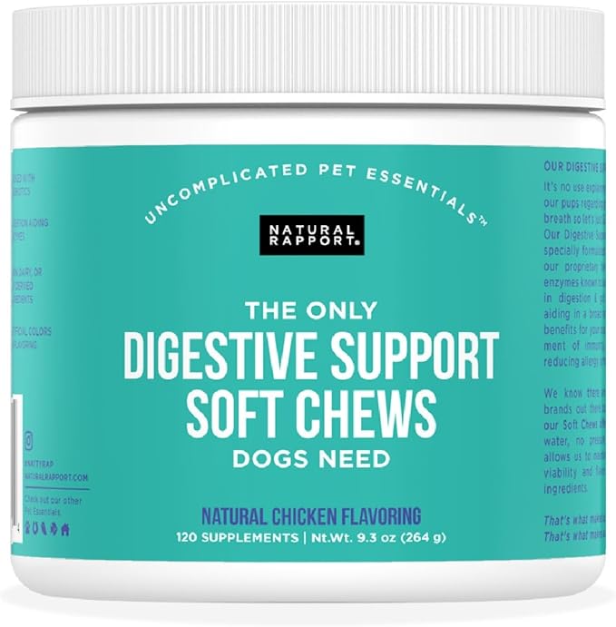 Natural Rapport Dog Digestive Chews, Probiotics & Enzymes, 120ct