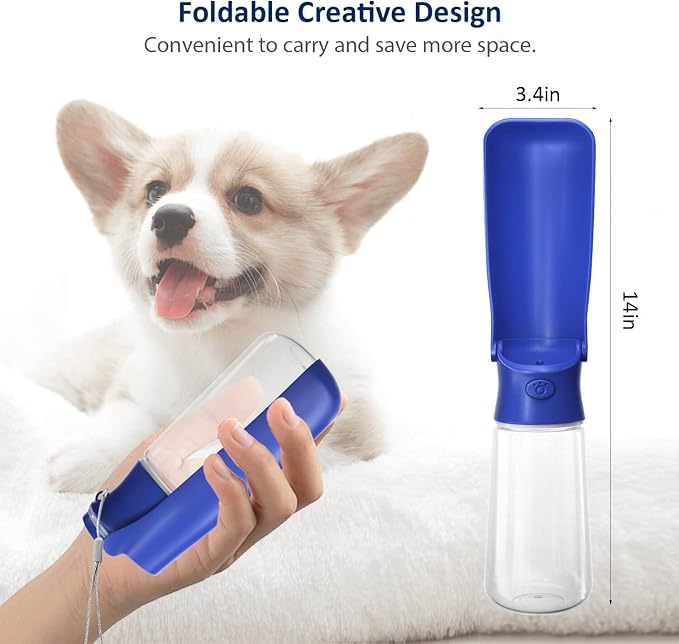 WePet Foldable Portable Dog Water Bottle with Drinking Feeder, 19oz