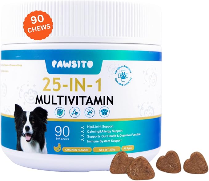 25-in-1 Dog Multivitamin Chews with Probiotic, Salmon Oil & Enzyme