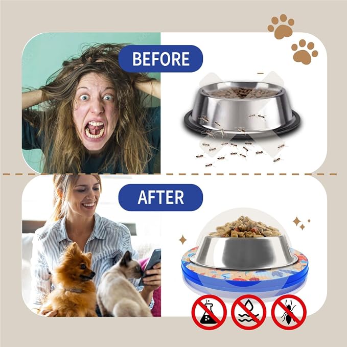 SoulThink Ant Proof Cat Dog Bowl Tray x Simone Miller, Orchid Flower
