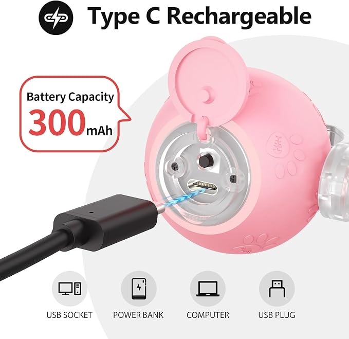 Pink Interactive Cat Toy,Automatic Moving Cat Toys for Bored Indoor Adult Cats,Fast Rolling,Chirping & Motion-Activated Kitty Toys,Fun Gift for Cats with Speedy 2.0 Tail,USB Rechargeable