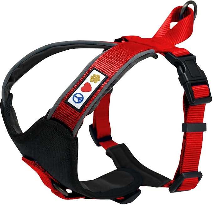 Pawtitas Reflective Padded Dog Harness for X-Small Dogs – Adjustable Puppy Step-in Vest | Fits Chest 14–18 in | No Pull Training Harness | XS | Red