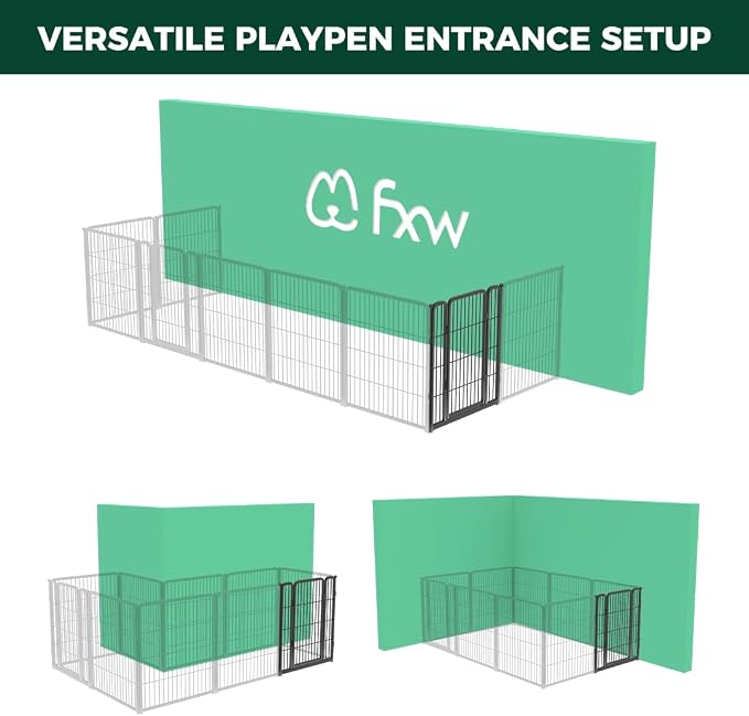 FXW Homeplus Unleashed Dog Playpen Designed for Indoor Use, 1 Add-on Gate, 32" Height for Small and Medium Dogs, Black │Patented