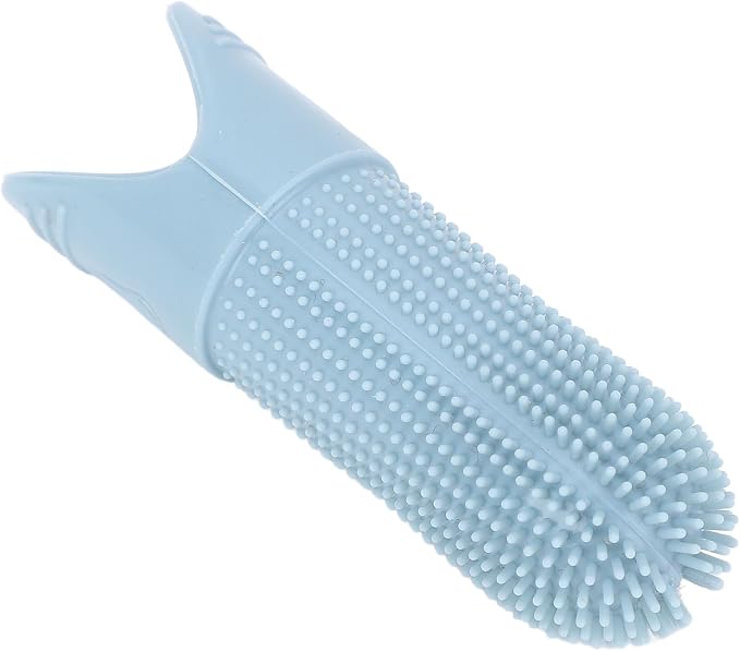 Haofy 4 Pack Dog Toothbrush, 360°Cleaning Finger Brush for Dogs Teeth, Food Grade Silicone Pet Toothbrush Fits Most Fingers, Puppy Toothbrush for Dog Training Period (Blue)