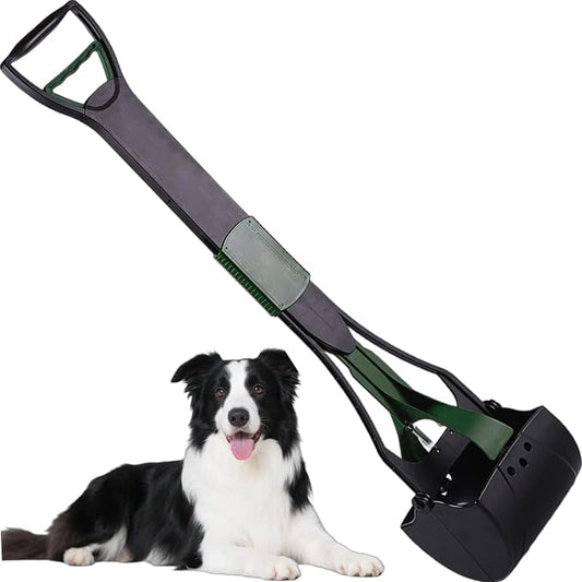 36" Tall Pooper Scooper for Large Dogs Heavy Duty, Long Handle Poop Scoop for Yard, Grass, Gravel, Dog Poop Grabber with High Strength Material and Extra Wide Grip(Dark Green)