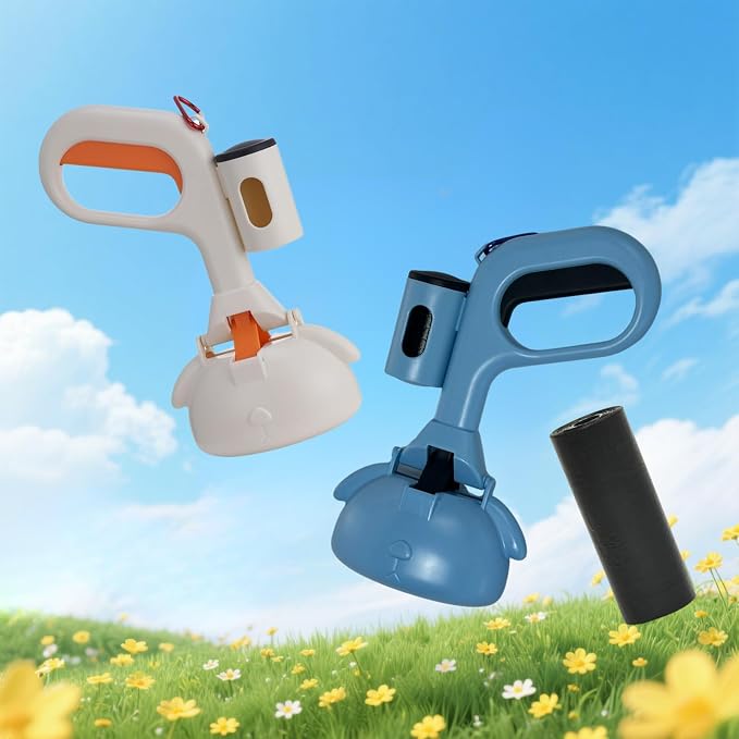 Off-White pet Poop Shovel Set | Easy to Carry, Light in Weight, for Pets to Clean Feces | with Bag and Carrying Clip | A Portable Tool Specially Designed for pet Owners.