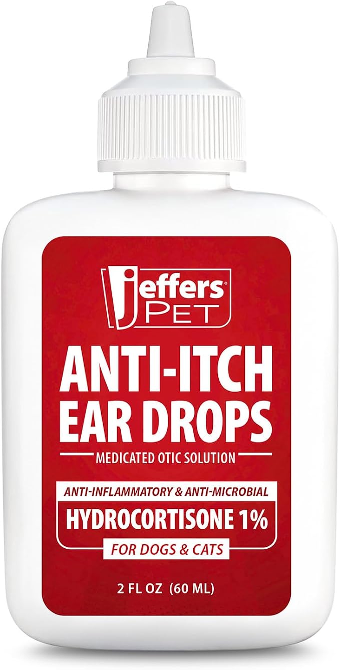 Jeffers Anti-Itch Ear Drops with 1% Hydrocortisone, 2 fl oz