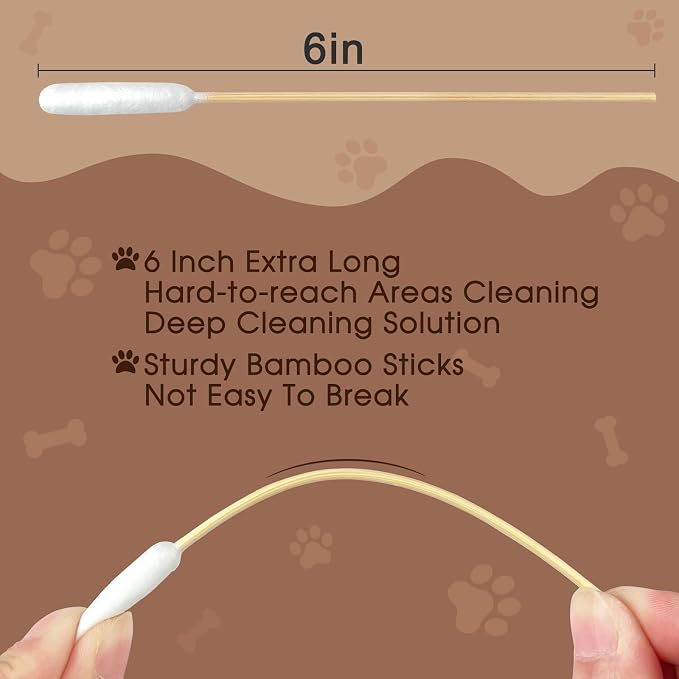 eyxformula Dog Ear Cleaning Swabs, Professional 6-Inch Bamboo Sticks