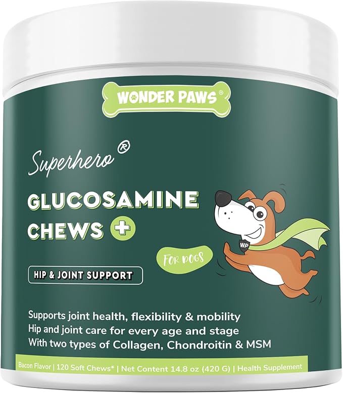 Premium Glucosamine For Dogs – Advanced Hip & Joint Supplement With Glucosamine Chondroitin For Dogs Flexibility, Mobility & Relief – Hip & Joint Supplement With Collagen & MSM – 120 Chews
