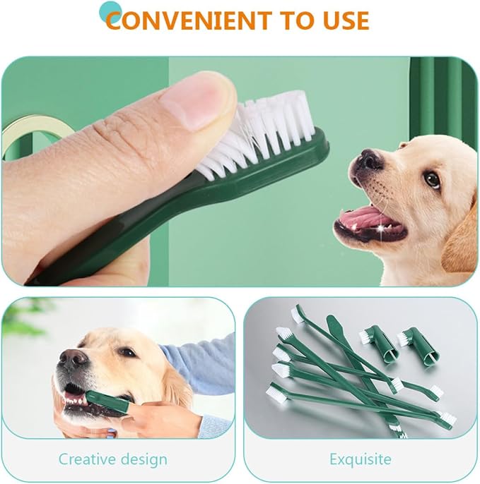 Luxshiny Dog Toothbrush Kit with Finger Toothbrush and Dual-Head Brush, Soft Bristles Pet Dental Care Set for Puppies and Dogs, Effective Teeth Cleaning Tool for Oral Hygiene