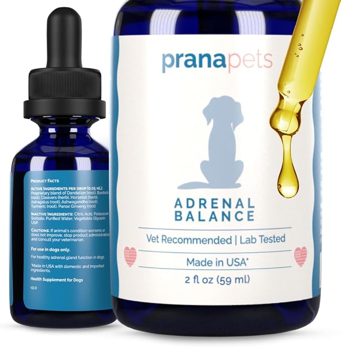 PranaPets Adrenal Balance for Dogs with Cushing’s | Naturally Relieves Symptoms of Adrenal Imbalance in Dogs | Herbal Formula for Balanced Adrenal Function