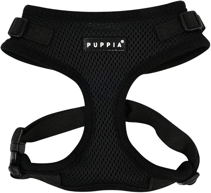 Authentic Puppia RiteFit Harness with Adjustable Neck, Black, Small