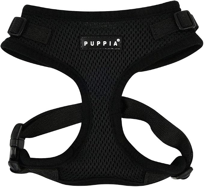 Authentic Puppia RiteFit Harness with Adjustable Neck, Black, Extra-Large
