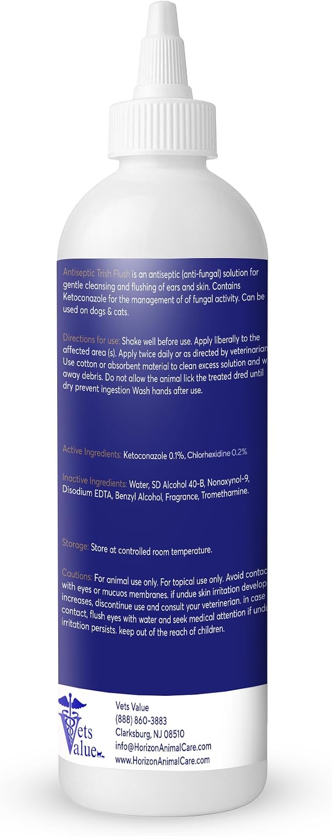 Vets Value Tris Flush Ear Cleaner for Dogs & Cats, 8 oz